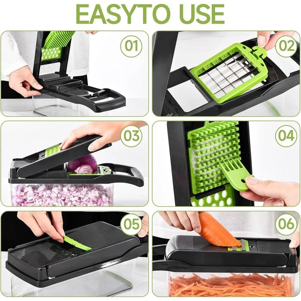 Vegetable Slicer Dicer Shredder Chopper 15pc Meal Prep Kitchen Aid Fruit Press